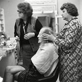Barry Morse being made up for Black Sun